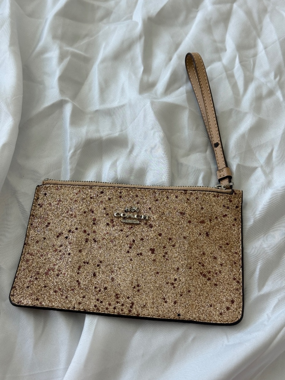 Coach Gold Glitter Star Wristlet Clutch Pouch